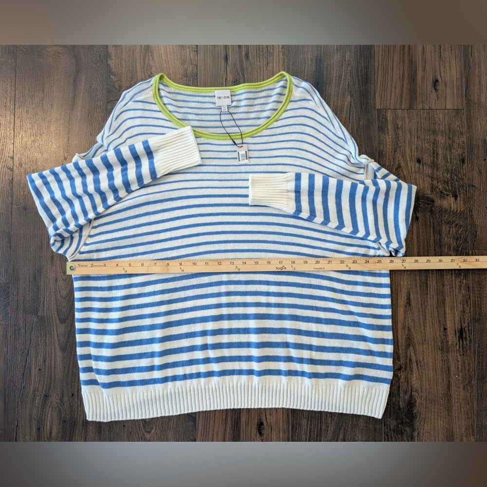 Nic+Zoe Striped Up Supersoft Sweater Blue White Stripes NWT Size 2X - Picture 9 of 11